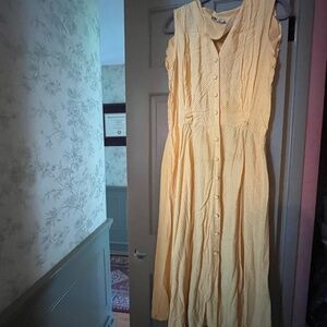 Vintage Yellow Polka Dot Maxi Dress, 14